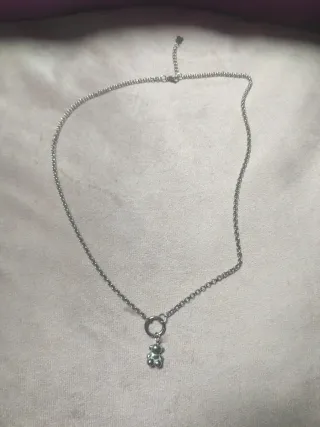 Collar plateado con colgante de oso acero inoxidab