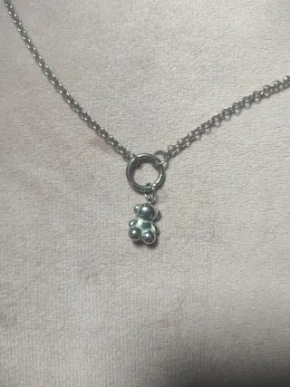 Collar plateado con colgante de oso acero inoxidab