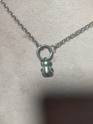 Collar plateado con colgante de oso acero inoxidab