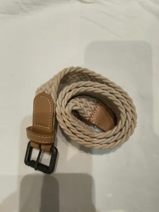 Cinturone intrecciato beige e marrone per bambini