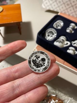 Servizio porcellana bianco e nero dollshouse