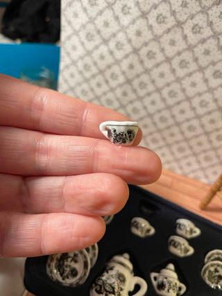 Servizio porcellana bianco e nero dollshouse