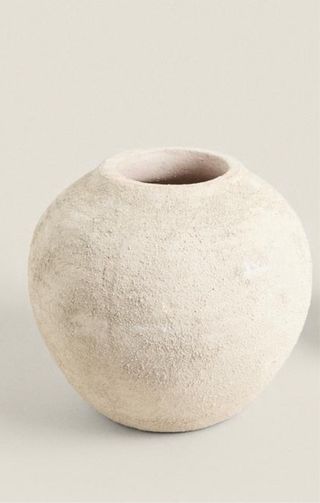 Jarrón de cerámica beige y terracota