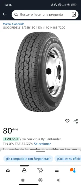 Neumático Goodride 215/75R16C 113/111Q H188