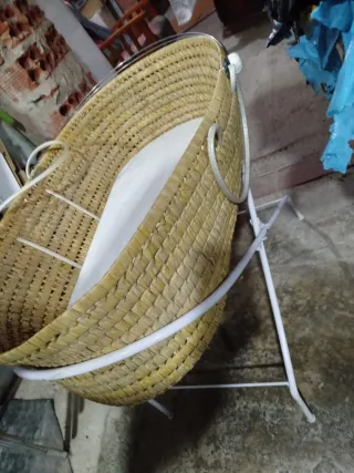 Cuna mimbre patas plegables