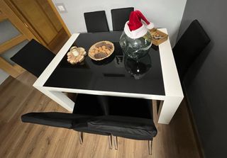 Mesa de comedor moderna cristal y madera