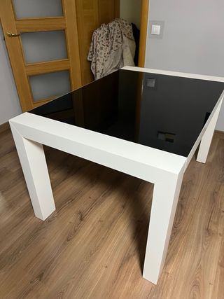 Mesa de comedor moderna cristal y madera