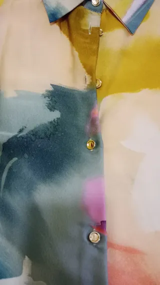 Camisa Zara Satinada Estampada T.L