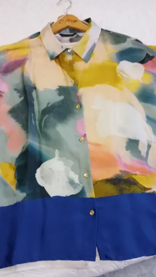 Camisa Zara Satinada Estampada T.L