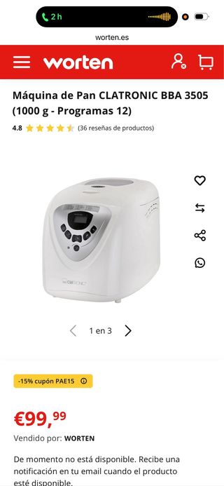 Panificadora Clatronic con programa integral