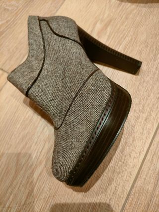 Botines Cafenoir Tacón Alto Marrón/Gris