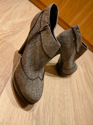 Botines Cafenoir Tacón Alto Marrón/Gris