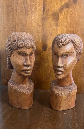 Coppia Busti Tribali Legno