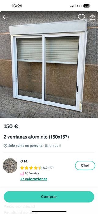 2 Ventanas Aluminio 150x157