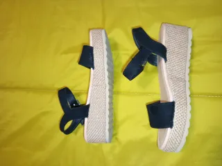 Sandalias cuña negras mujer talla 37