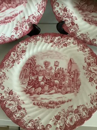 Johnson Brothers Platos Porcelana Carruajes Rosa