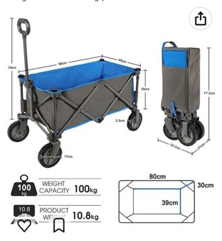Carro Plegable Carga 100kg Azul/Gris