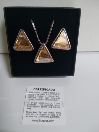 Colgante y Pendientes Bañados en Rodio