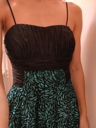 Vestido fiesta negro y verde