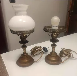 Coppia Lampade Vintage ottone e Vetro