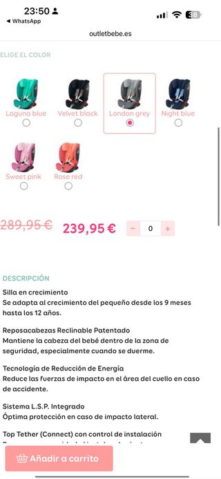 Silla de coche para bebe gb everna-fix