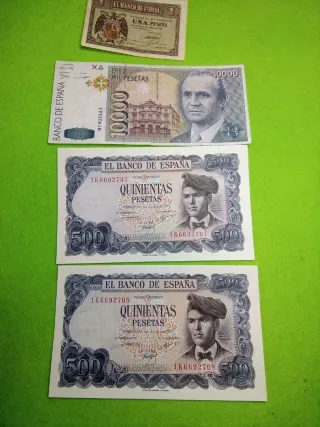 Lote de billetes españoles.1000/500/1 pesetas