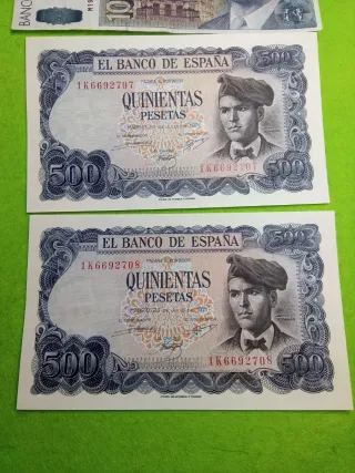 Lote de billetes españoles.1000/500/1 pesetas