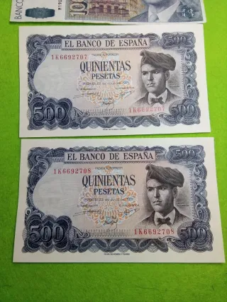Lote de billetes españoles.1000/500/1 pesetas