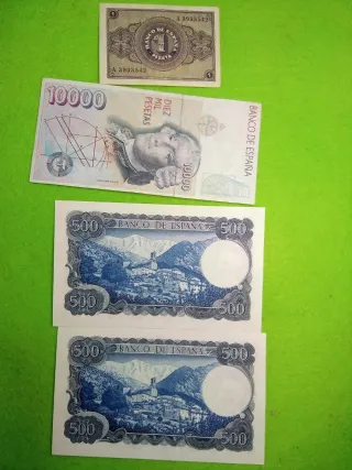 Lote de billetes españoles.1000/500/1 pesetas