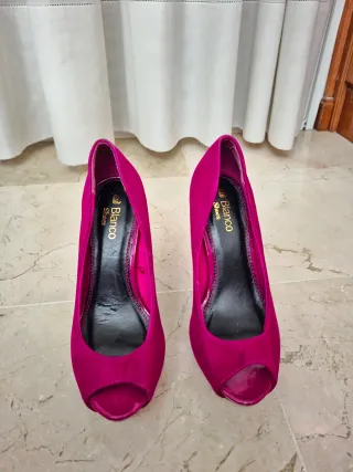 Tacones Rosa Fucsia Peep Toe