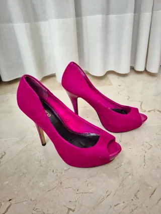 Tacones Rosa Fucsia Peep Toe