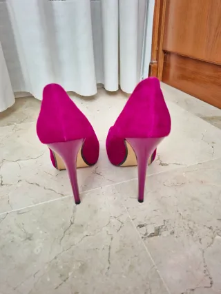 Tacones Rosa Fucsia Peep Toe