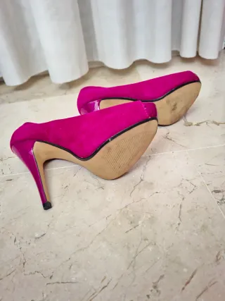 Tacones Rosa Fucsia Peep Toe