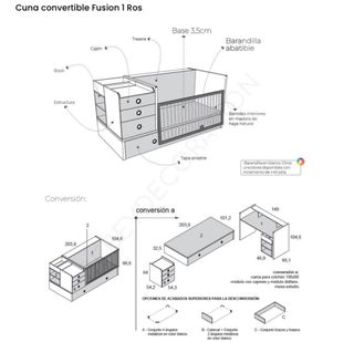 Cuna convertible con cambiador marca Mobles Ros