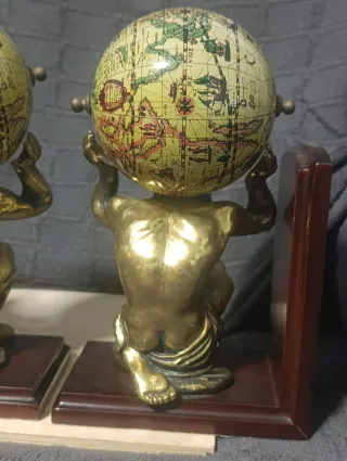 Pareja sujetalibros bronce Atlas