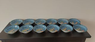 12 Cuencos Porcelana Blue Peacock Collection