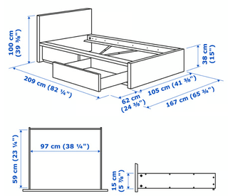 Estructura de cama con cajones y somier Ikea Malm