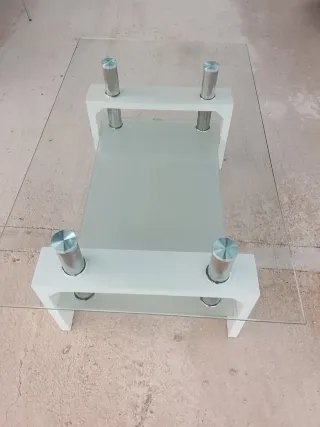 Mesa de centro cristal y metal