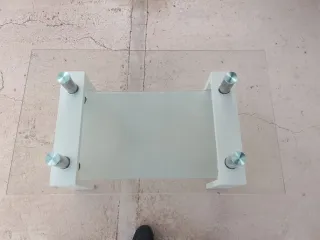 Mesa de centro cristal y metal