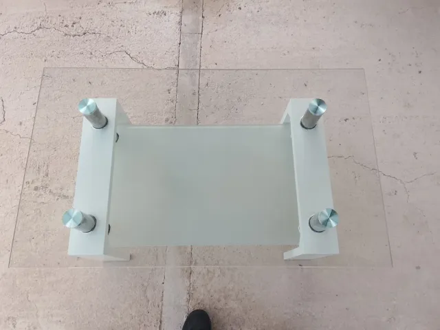 Mesa de centro cristal y metal