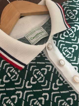 Camiseta Polo Casa Blanca Verde Estampada