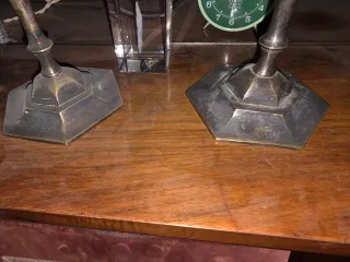 Pareja Candelabros Art Déco Cristal Amatista