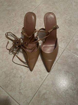 Scarpe slingback tacco alto nude tg 39
