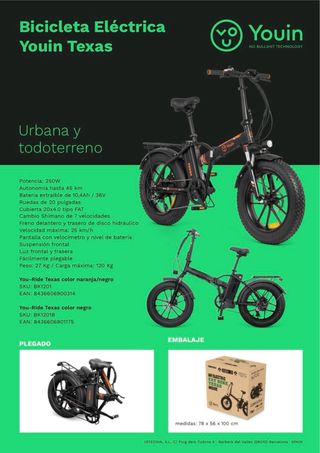 Bicicleta Eléctrica Plegable YOUIN TEXAS