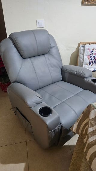 Sillón Relax Reclinable Masaje Hidráulico Gris
