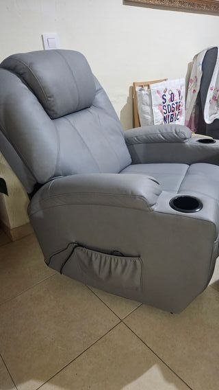 Sillón Relax Reclinable Masaje Hidráulico Gris