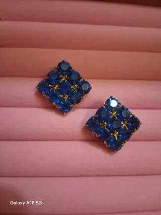 Orecchini vintage blu e oro