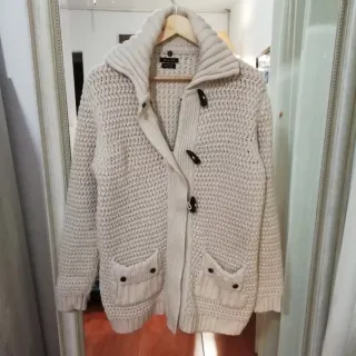 Chaqueta larga de lana beige