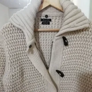 Chaqueta larga de lana beige