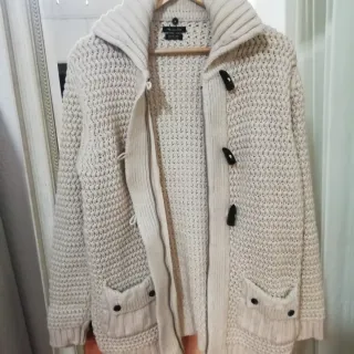 Chaqueta larga de lana beige